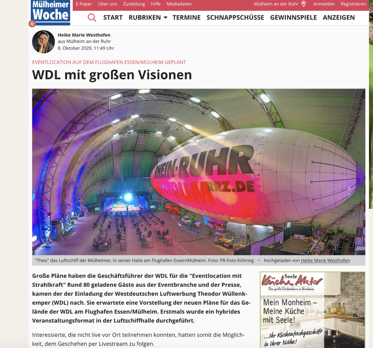 Locationcheck WDL · Luftschiff „Theo“ in der Luftschiffhalle am Flughafen Essen/Mülheim · Keynote Henriette Frädrich · 07.10.2020