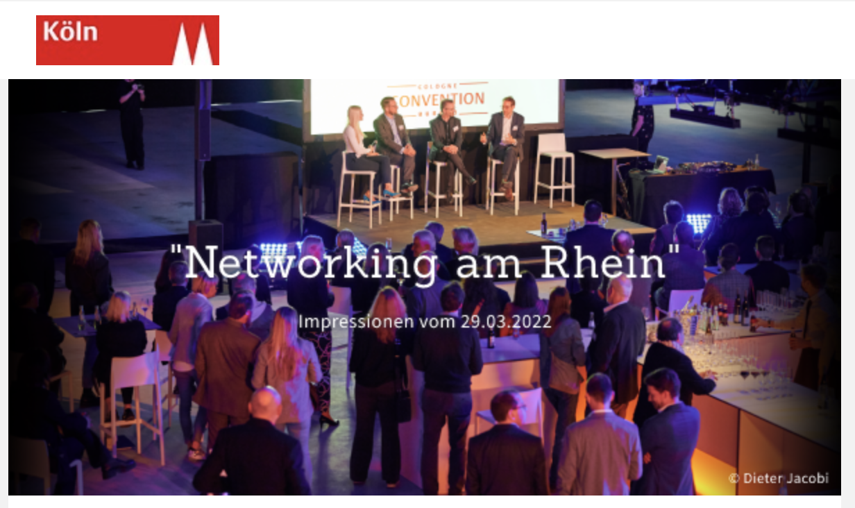 Networking am Rhein · Panel-Moderation Henriette Frädrich für Köln Tourismus & Cologne Convention Bureau · EUROnova Campus Köln · 29.03.2022