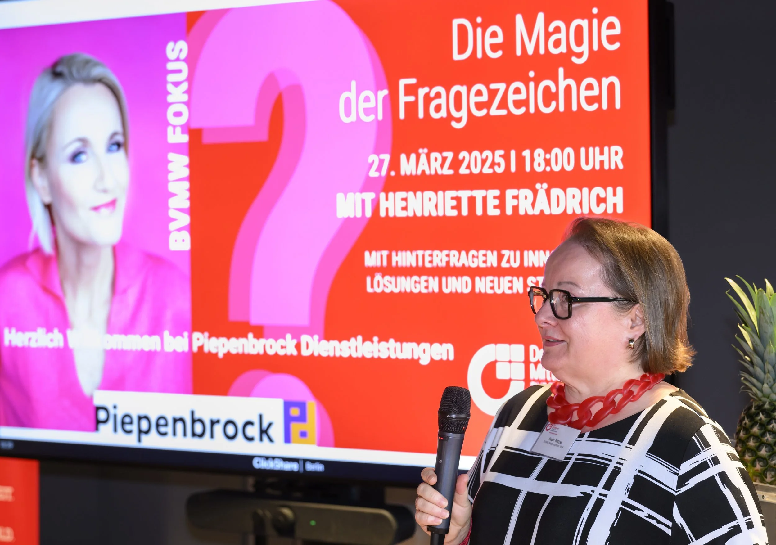 Ankündigung der Keynote von Speakerin Henriette Frädrich beim BVMW Mittelstandsevent in Osnabrück von BVMW Veranstalterin Beate Böttger